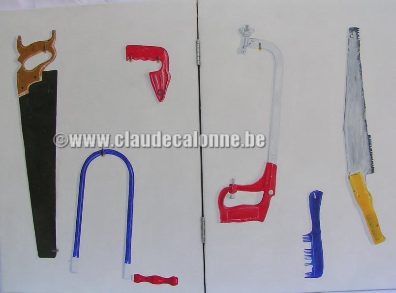 L.S.D., licencié en sciences dentaires, dentiste, dentelaire, peigne, scie, scie à chantourner, scie à métaux, scie égoïne, diptyque, claude calonne