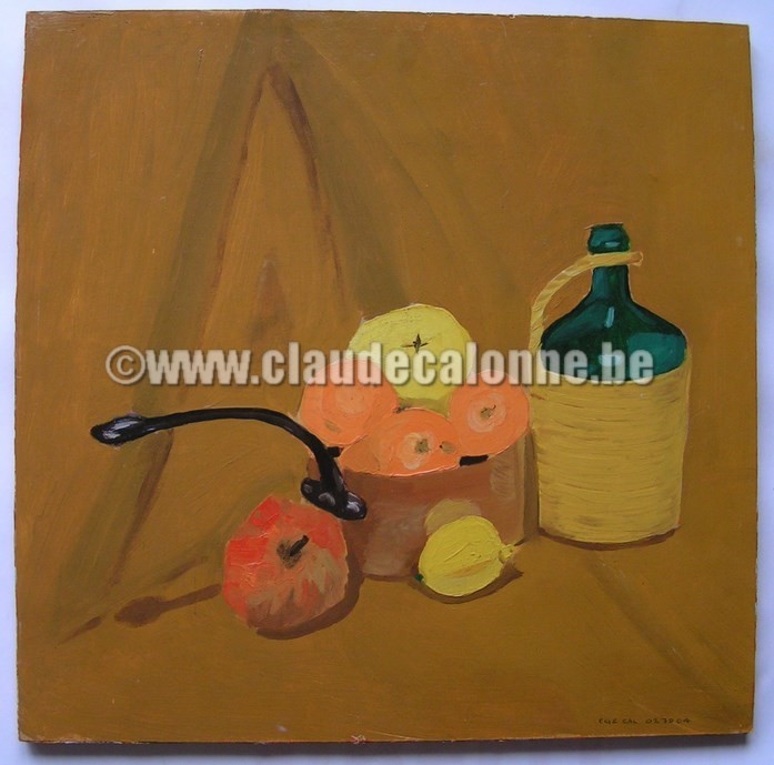 huile sur papier marouflé sur bois 1979- claude calonne-cgecal1979-