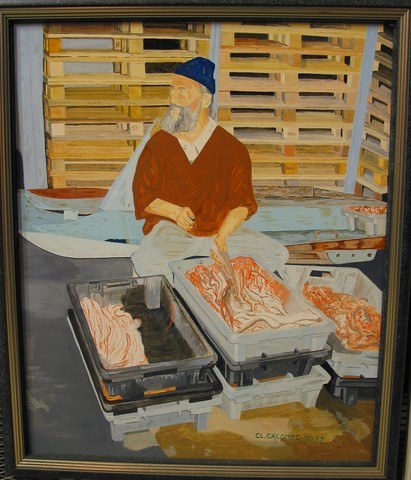 l'écorcheur de roussettes, Sète, Hérault,  musée Paul VALERY, huile sur toile marouflée sur bois, 