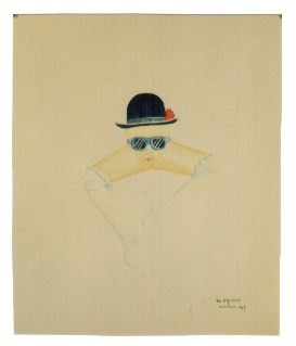 l'élégante, chapeau melon, lunette de soleil, cuisses écartées, bouche/sexe, bas coton,